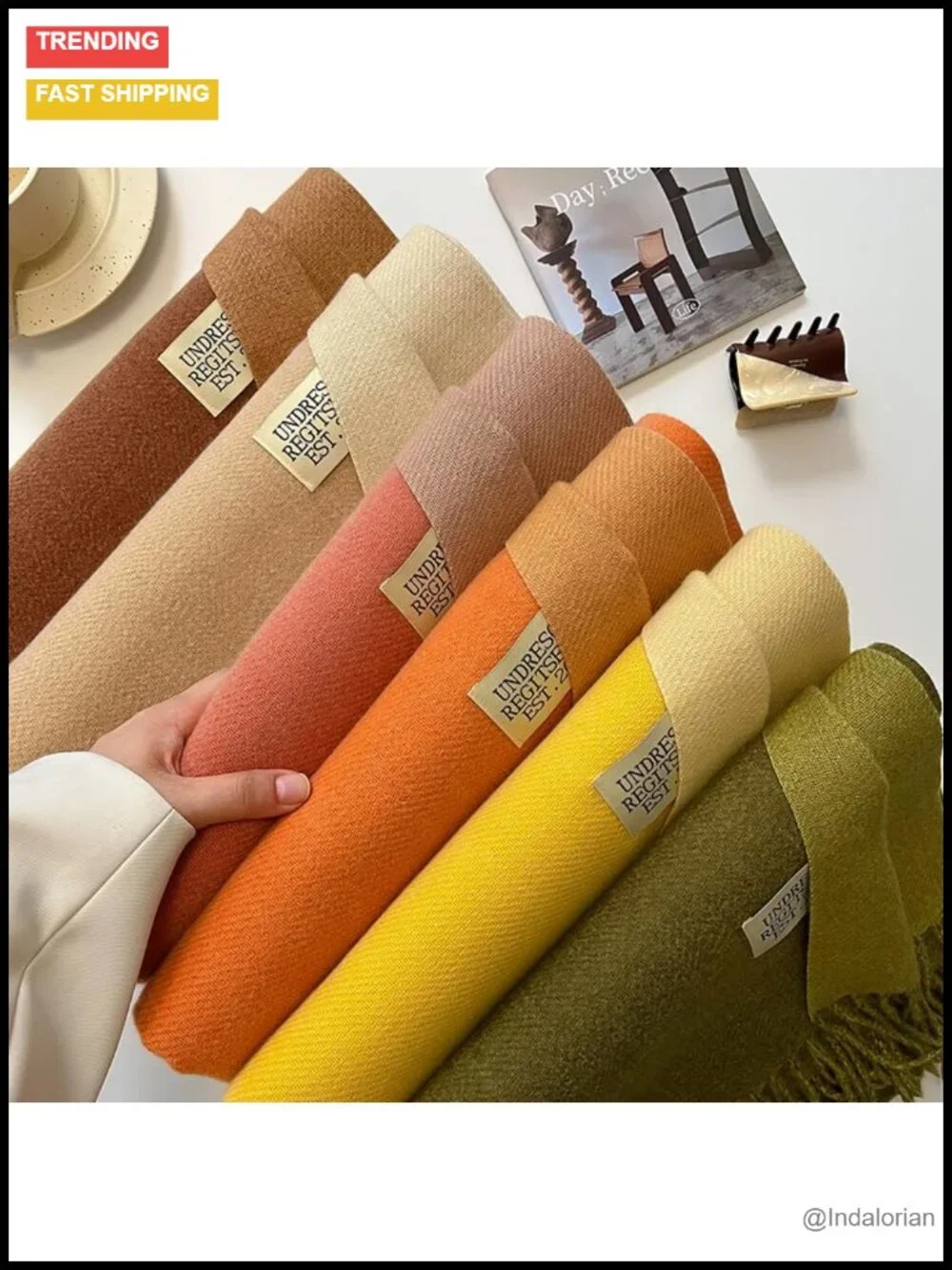 Cashmere-Feel Shawl Reversible Two-Tone Soft Fringe Wrap for Wedding Evening
